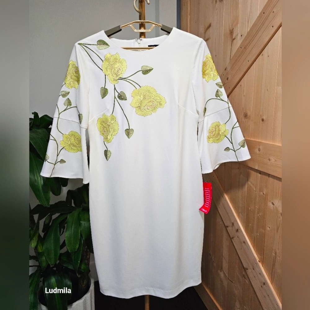 TAHARI ASL size 14 embroidered floral women's dress